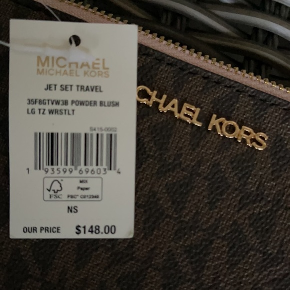 Michael Kors Jet Set Travel Large Top Zip Signature Wristlet Clutch - Picture 13 of 16